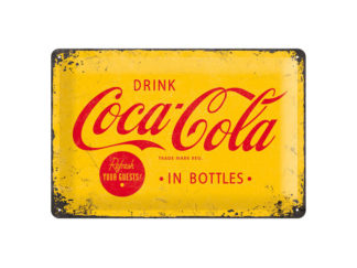 Plåtskylt Coca-Cola Logo Gul 20x30