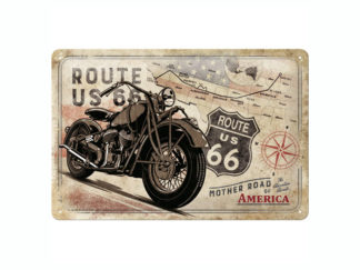 Plåtskylt Route 66 Bike Map 20x30