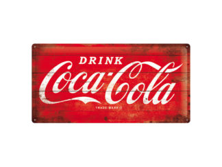 Plåtskylt Coca-Cola Logo Röd 25x50