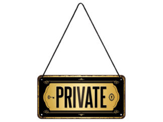 Plåtskylt 10x20 Hänge Private