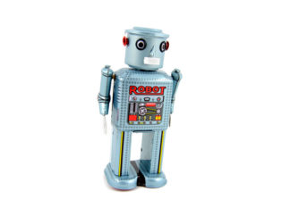 Plåtleksak Jätterobot Blå Metallic