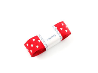 Sidenband 25 mm Hjärtan Röd