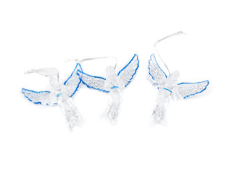 Plastfigur 3-p Skyddsängel Glittrig