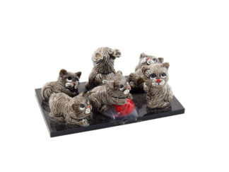 Plastfigur 6-p Grå Katt