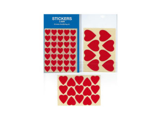 Stickers 3-p Hjärtan Röda