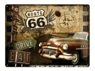 Plåtskylt Route 66 Road Trip