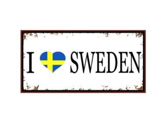 Plåtskylt Sweden 15x31cm