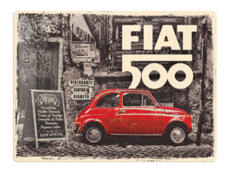 Plåtskylt Fiat 500 Red Car