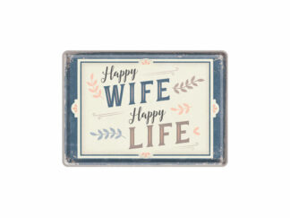 Plåtvykort Happy Wife