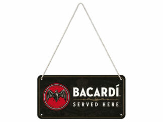 Plåtskylt 10x20 Hänge Bacardi Logo Black