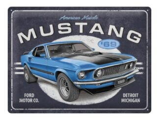 Plåtskylt Ford Mustang 1969 Mach 1 Blue