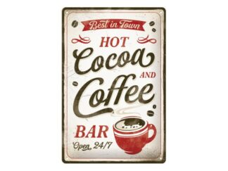 Plåtskylt Hot Cocoa & Coffee 20x30