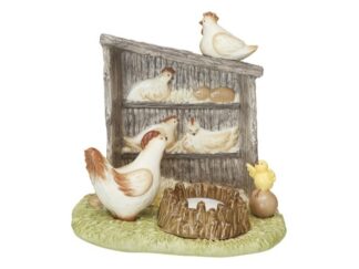 Porslin Hönshus Brunetta m. Ljuslykta