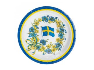 Papperstallrik 8-p Blomflagga 23 cm