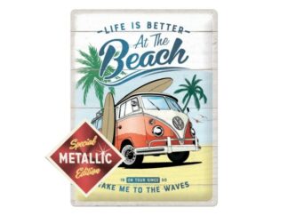 Plåtskylt VW Bulli Beach Metallic
