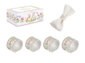 4-p Servettring Porslin Happy Easter