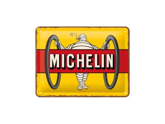 Plåtskylt Michelin Tyres Bibendum Yellow 15x20