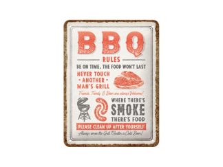 Plåtskylt BBQ Rules 15x20