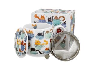 Mugg Barrel Cat Teacup m. Tesil