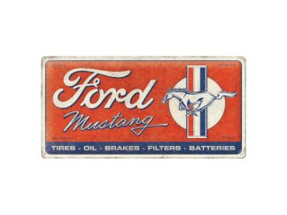 Plåtskylt Ford Mustang Horse & Stripes Logo 25x50 cm