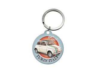 Nyckelring Plåtskylt Fiat 500 Turin Italy