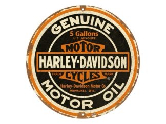 Plåtskylt Rund H.D Genuine Motor Oil 35 cm