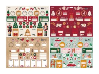 Juladresslapp Självhäftande 80-p Mix m. Stickers