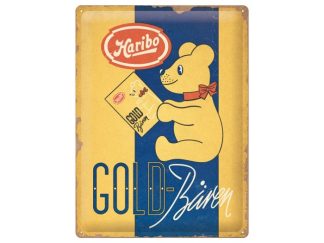 Plåtskylt Haribo Goldbären Vintage Gold