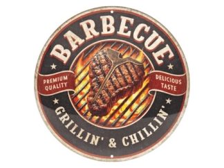 Plåtskylt Rund Barbecue 35 cm