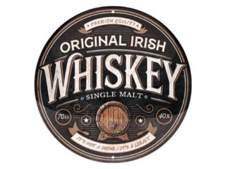 Plåtskylt Rund Irish Whiskey 35 cm