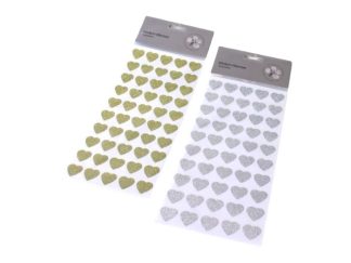 Glitterstickers Hjärtan Guld & Silver