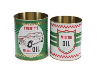 2-p Förvaringsburk/ Plåtkruka Motor Oil