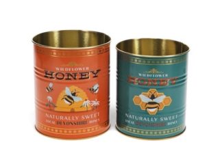 2-p Förvaringsburk/ Plåtkruka Honey