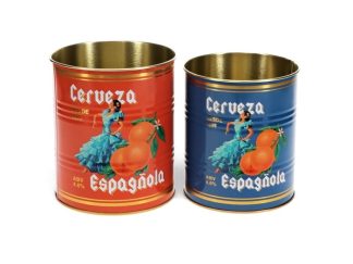 2-p Förvaringsburk/ Plåtkruka Cerveza Espagñola