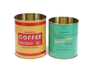 2-p Förvaringsburk/ Plåtkruka Vintage Coffee