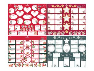 Juladresslapp Självhäftande 80-p Röd-Grön m. Stickers