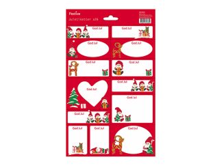 Juladresslapp Självhäftande 26-p Tomte-Halmbock