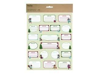 Juladresslapp Självhäftande 40-p Julmöss