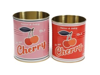 2-p Förvaringsburk/ Plåtkruka Cherry
