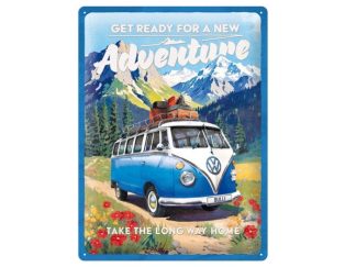 Plåtskylt VW Bulli Ready for a New Adventure