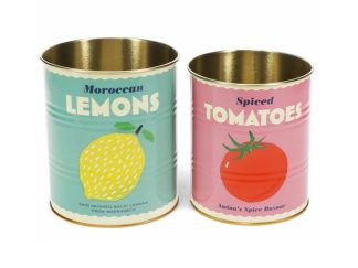 2-p Förvaringsburk/ Plåtkruka Lemon & Tomato